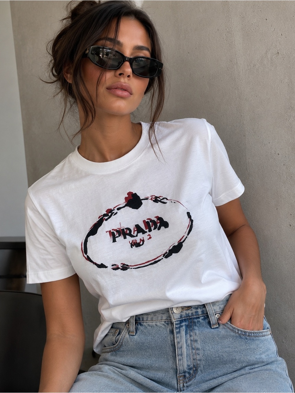 Prada Glitch Effect T shirt